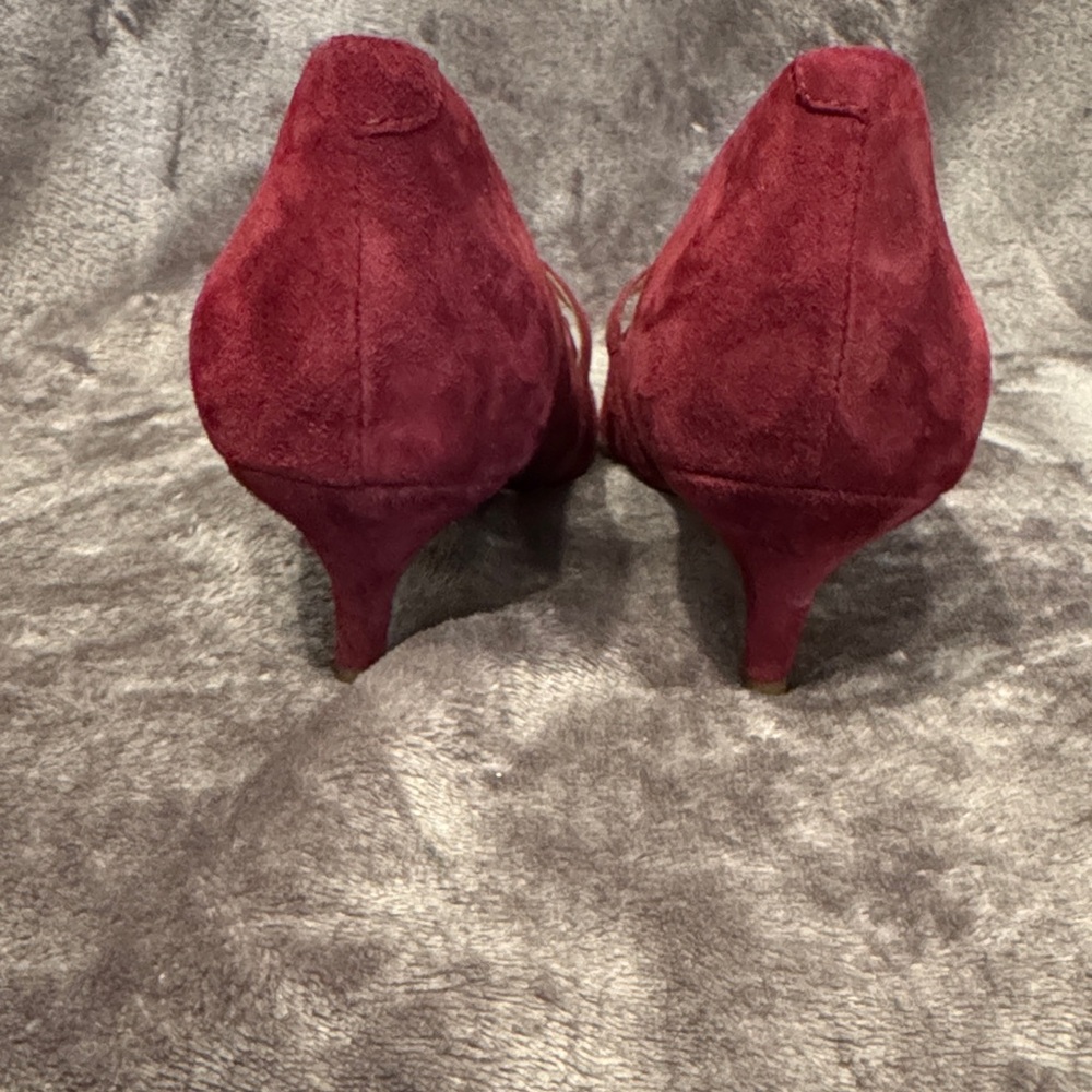 Vionic Burgundy Suede Kitten Heeled Pumps Minnie Size 9.5 - Picture 3 of 5